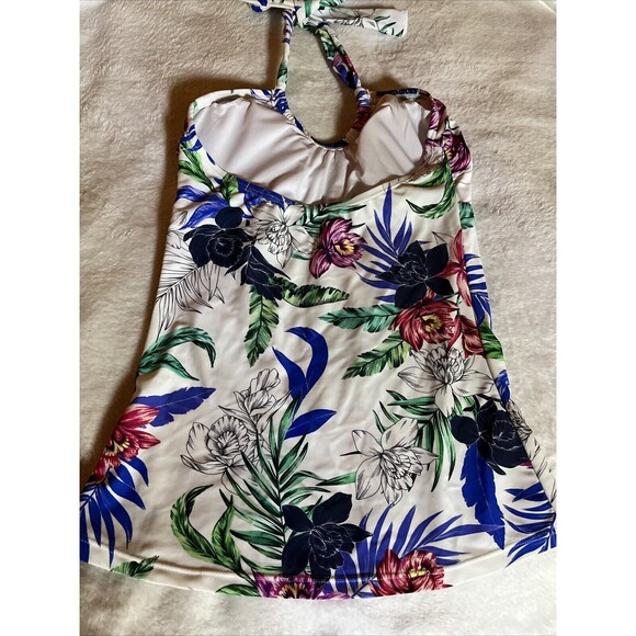 Hapari Tropic Sport Tankini Top Womens Small Green Tropical Floral Halter Swim - Picture 7 of 9